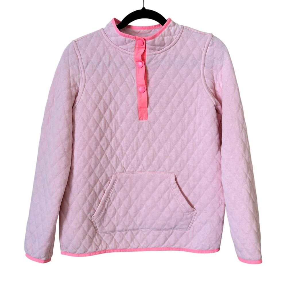 Cat & Jack Pullover Youth XL 14 16 Quilted Snap Neck Kangaroo Pocket Sweater